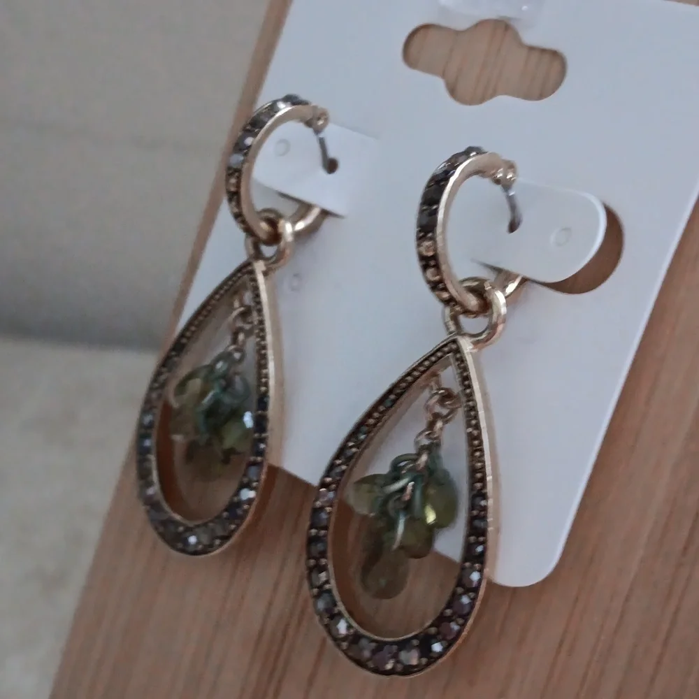 Monet Gold Tone Large Tear Drop Dangle Earrings